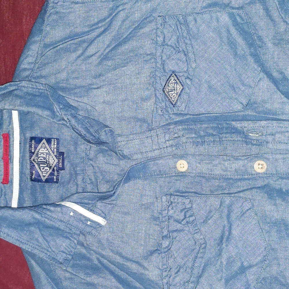 SuperDry Blue long sleeve button up , Size Small